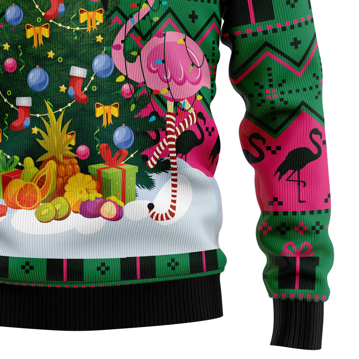 Flamingo Christmas Tree Ugly Christmas Sweater, Funny Tropical Holiday Sweater for Women, Unique Xmas Gift for Flamingo Lovers