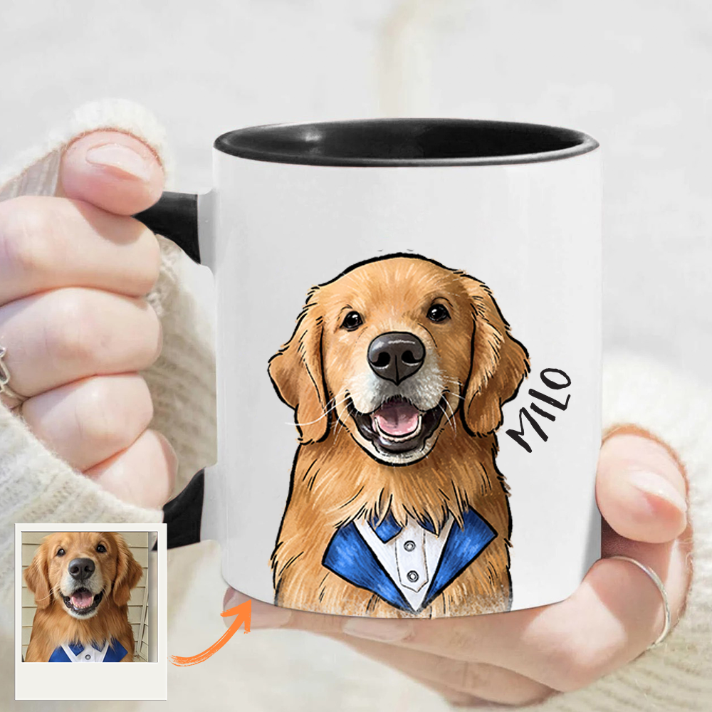 Custom Pet Portrait Photo Accent Mug For Dog Lovers