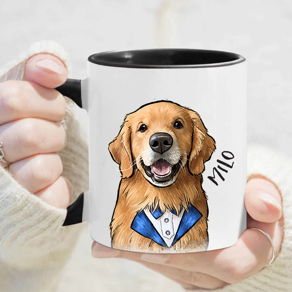 Custom Pet Portrait Photo Accent Mug For Dog Lovers