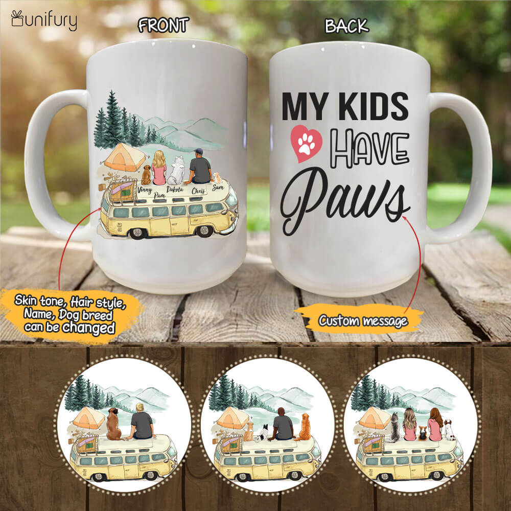 Personalized dog mug gifts for dog lovers - DOG & COUPLE - CUSTOM MESSAGE - Camping - 2355