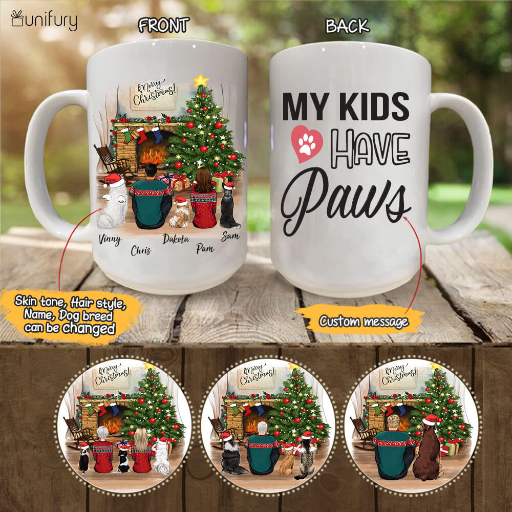 Personalized dog mug Christmas gifts for dog lovers - DOG & COUPLE - CUSTOM MESSAGE - 2409