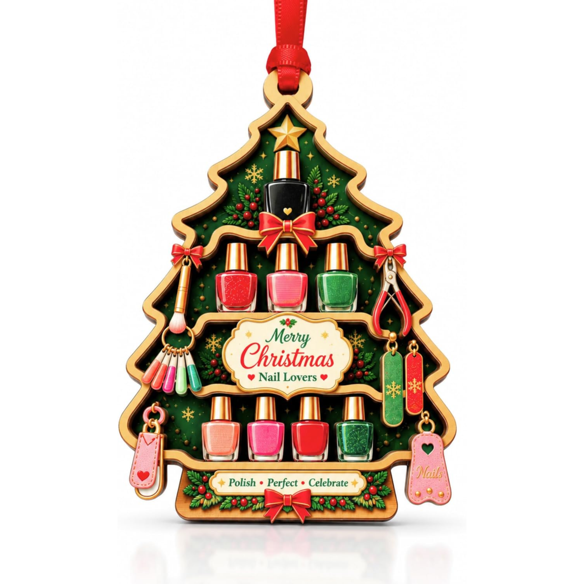 Nail Tech Christmas Ornament 2026, Nail Polish Ornament Christmas Tree Decor, Manicure Gift for Nail Technician Women