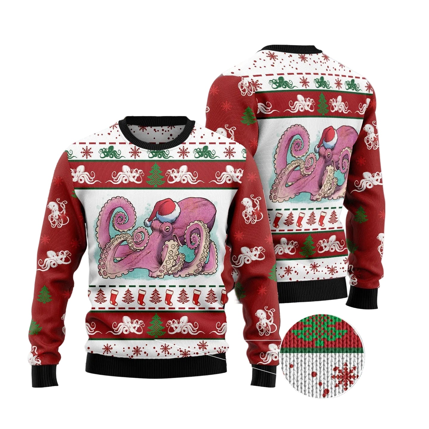 Octopus Noel Christmas Ugly Christmas Sweater, Unisex Holiday Party Outfit, Gift for Octopus and Ocean Lovers