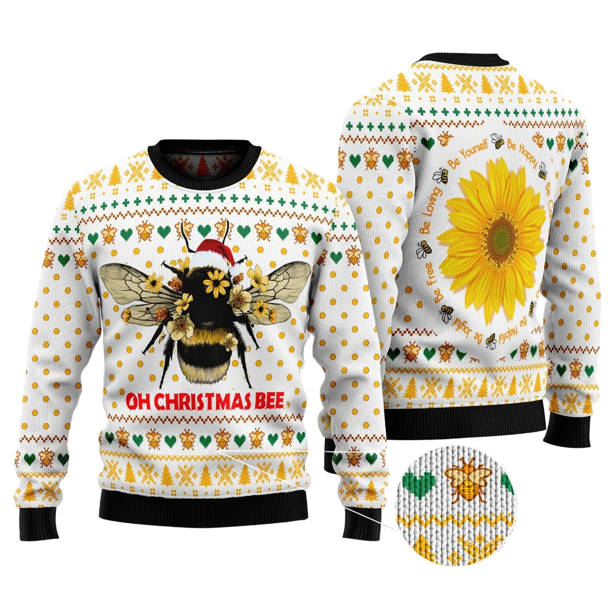 Oh Christmas Bee Bee Ugly Christmas Sweater, Funny Christmas Bee Holiday Pun, Holiday Party Pullover for Adults
