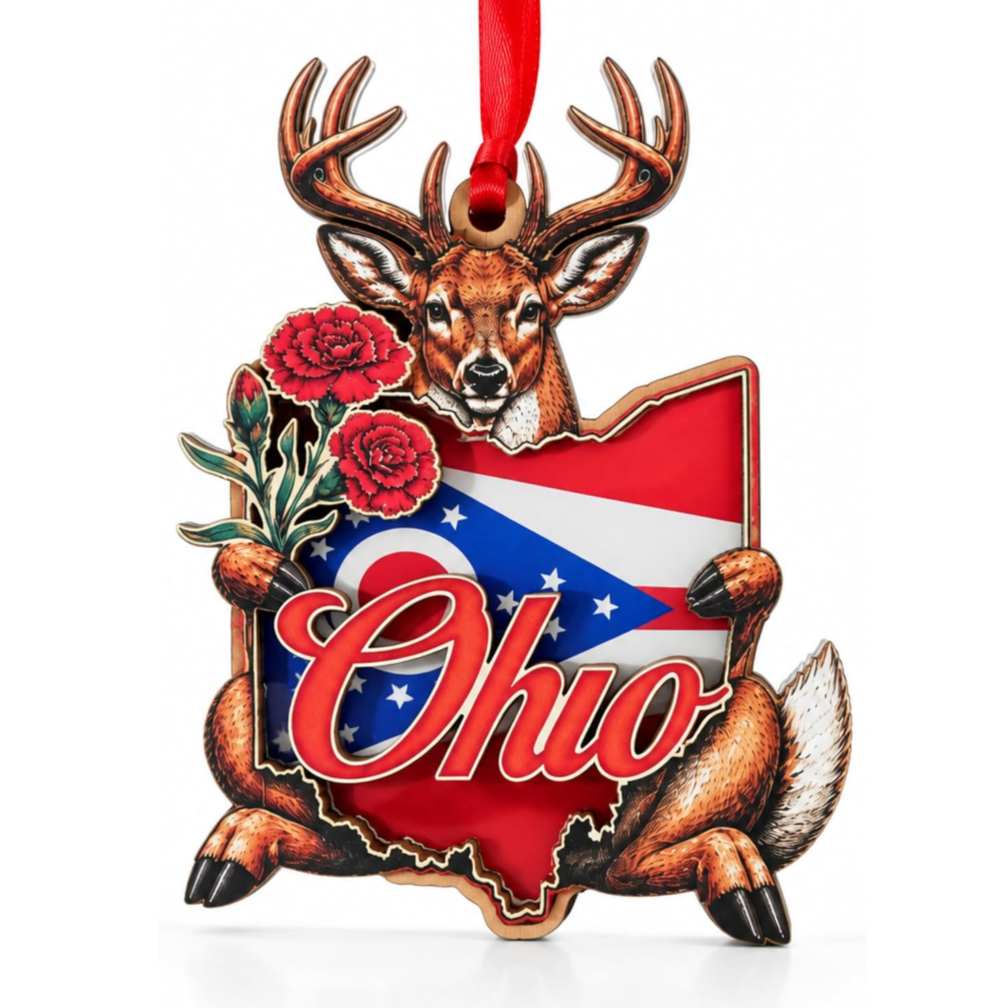 Ohio Christmas Ornament 2026, Ohio Christmas Ornament for Christmas Tree 2026, State Souvenir Gift, Wood & Acrylic Gift