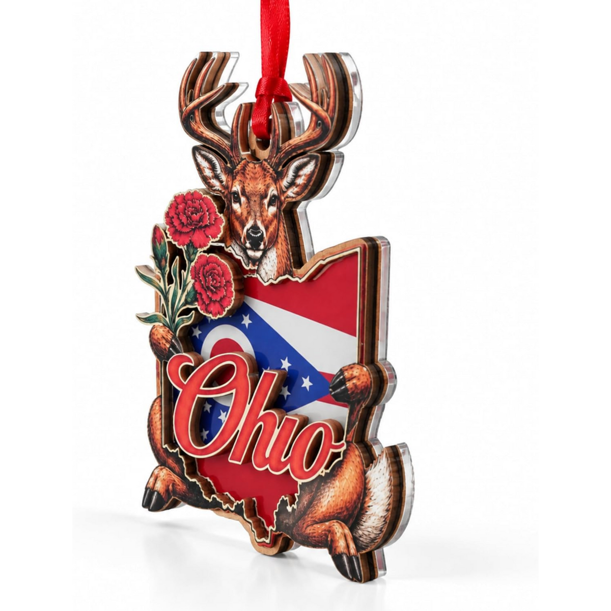 Ohio Christmas Ornament 2026, Ohio Christmas Ornament for Christmas Tree 2026, State Souvenir Gift, Wood & Acrylic Gift