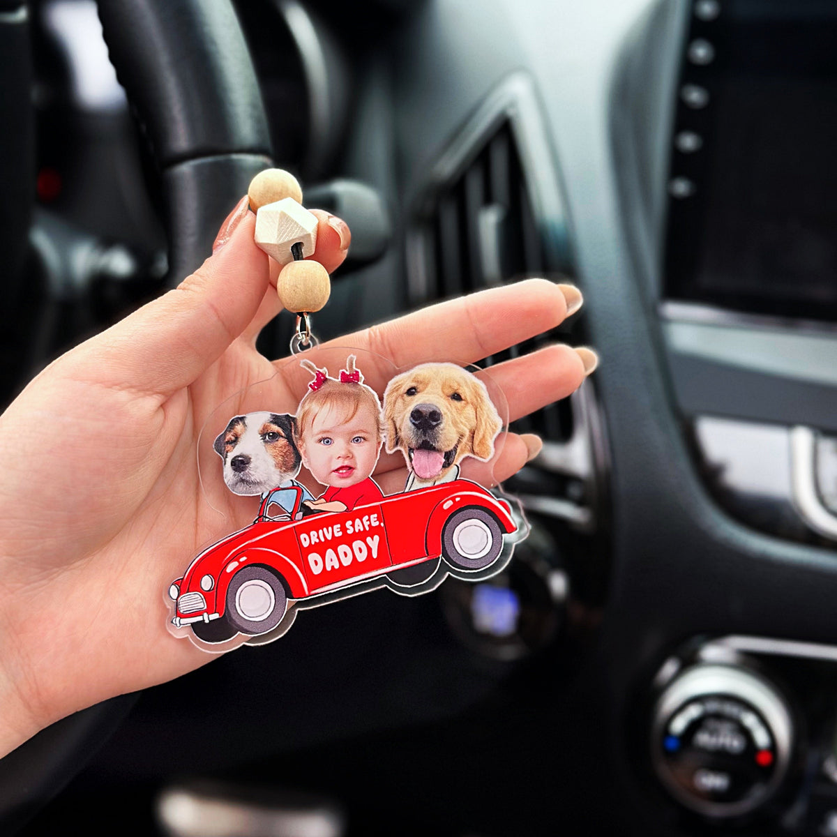 Custom Photo Funny Pet Kid Car Ornament, Car Hanger, Car Charm
