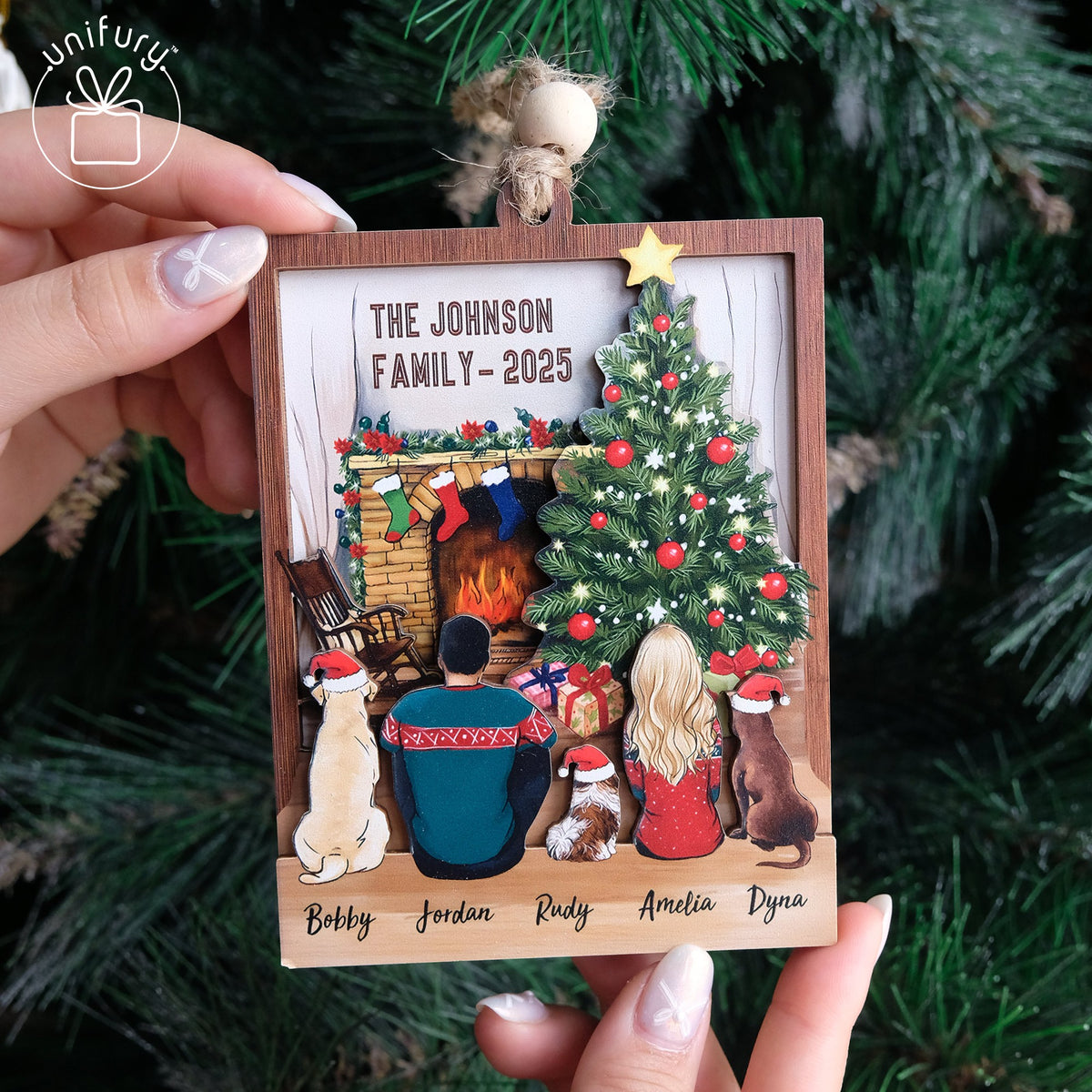 Personalized 3D Wooden Ornament - Christmas Gifts For Family, Dog Cat Lovers