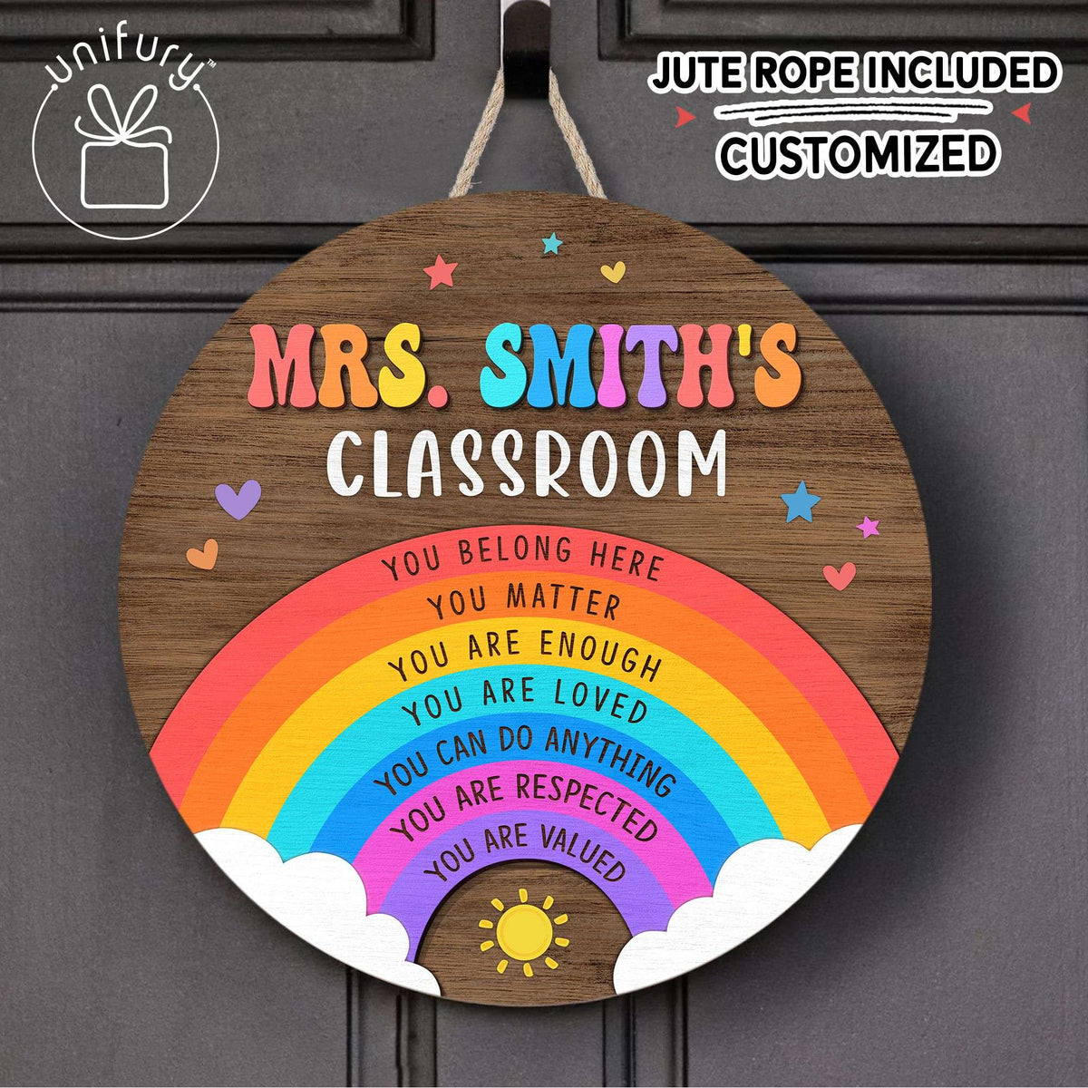 Personalized 3D Teacher Rainbow Door Sign, Custom Teacher Name Gift