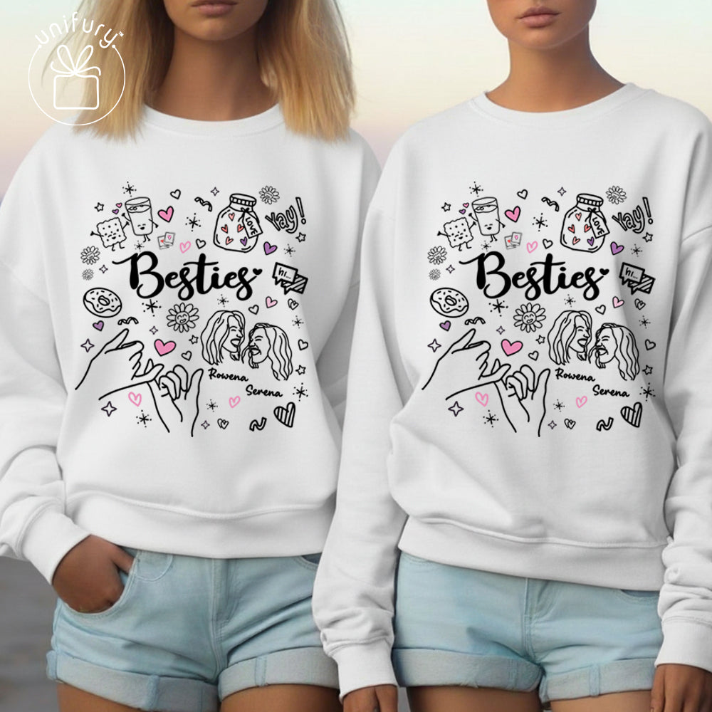 Custom Lineart Drawing Friend Sweatshirt - Sweatshirt For Friends Besties - Christmas Gifts For Friends