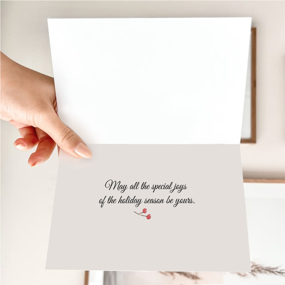 Watercolor Holly Happy Holiday Folded Card