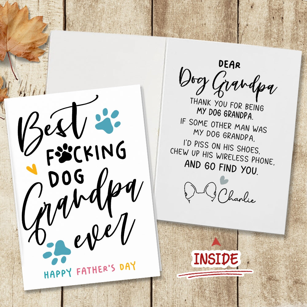 Personalized Dog Grandpa Folded Greeting Card - Best Dog Grandpa Ever - Thank You For Being My Dog Grandpa