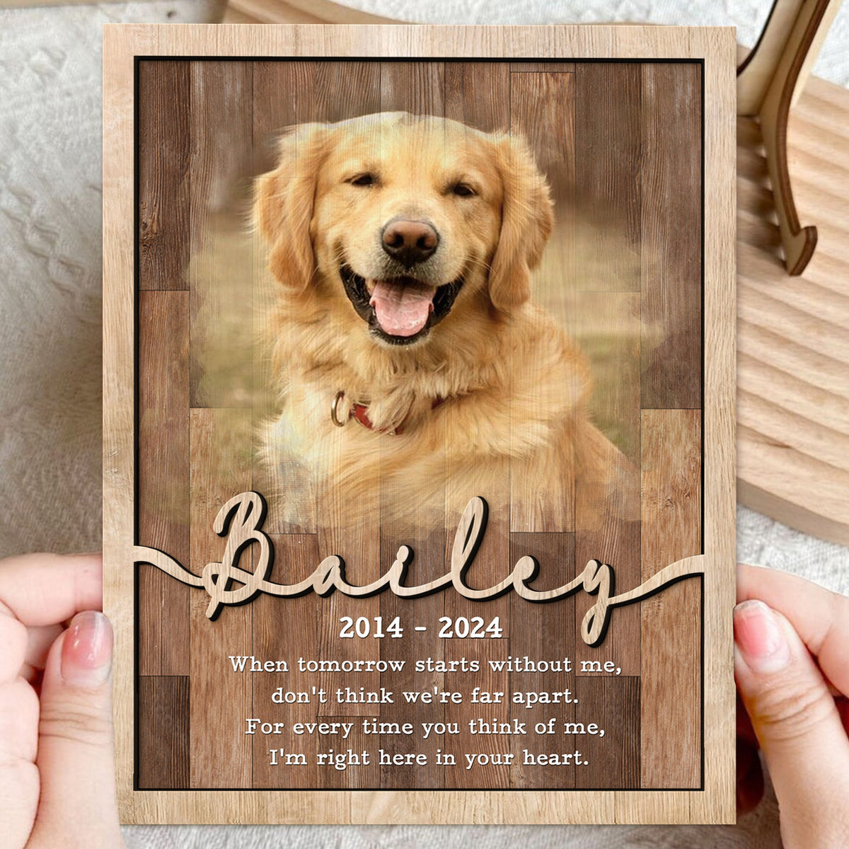 I&#39;m Right Here In Your Heart Wooden Sign - Personalized Pet Memorial Gift