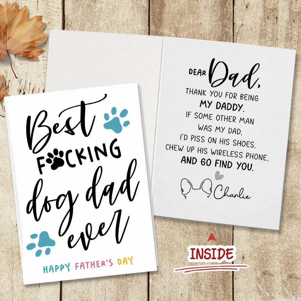 Personalized Dog Dad Folded Greeting Card - Best Dog Dad Ever - Thank You For Being My Daddy
