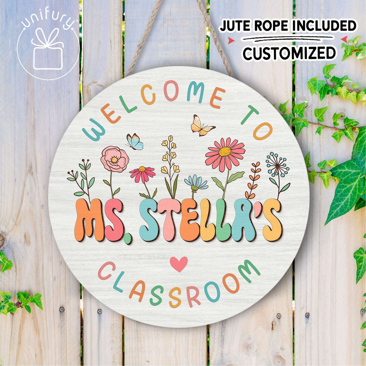 Personalized 3D Teacher Plants Classroom Door Sign, Custom Teacher Name Sign
