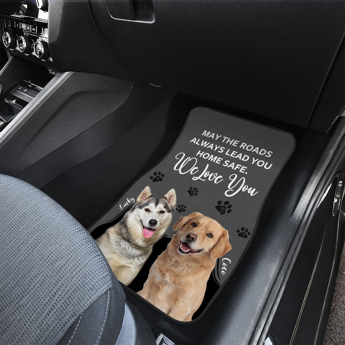 Custom Dog Photo Car Floor Mat - Custom Message - For Dog Mom Dog Dad, Car Lovers
