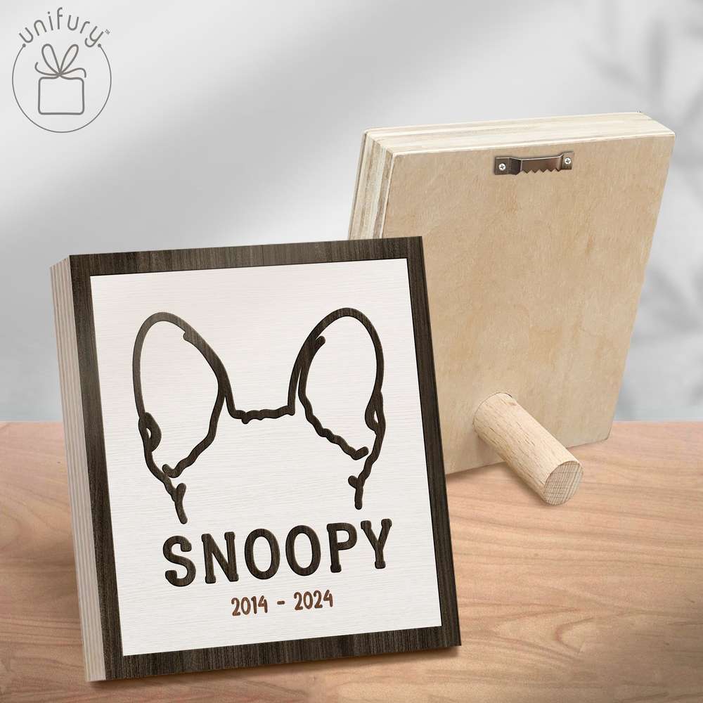 Custom Dog Cat Ears Pet Memorial Wooden Block