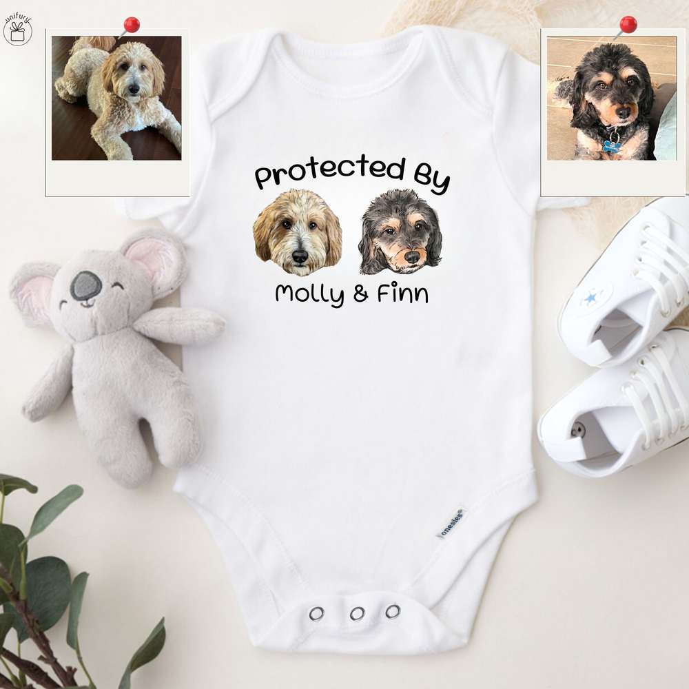 Protected By Hand-drawing Pet Portrait Baby Onesie