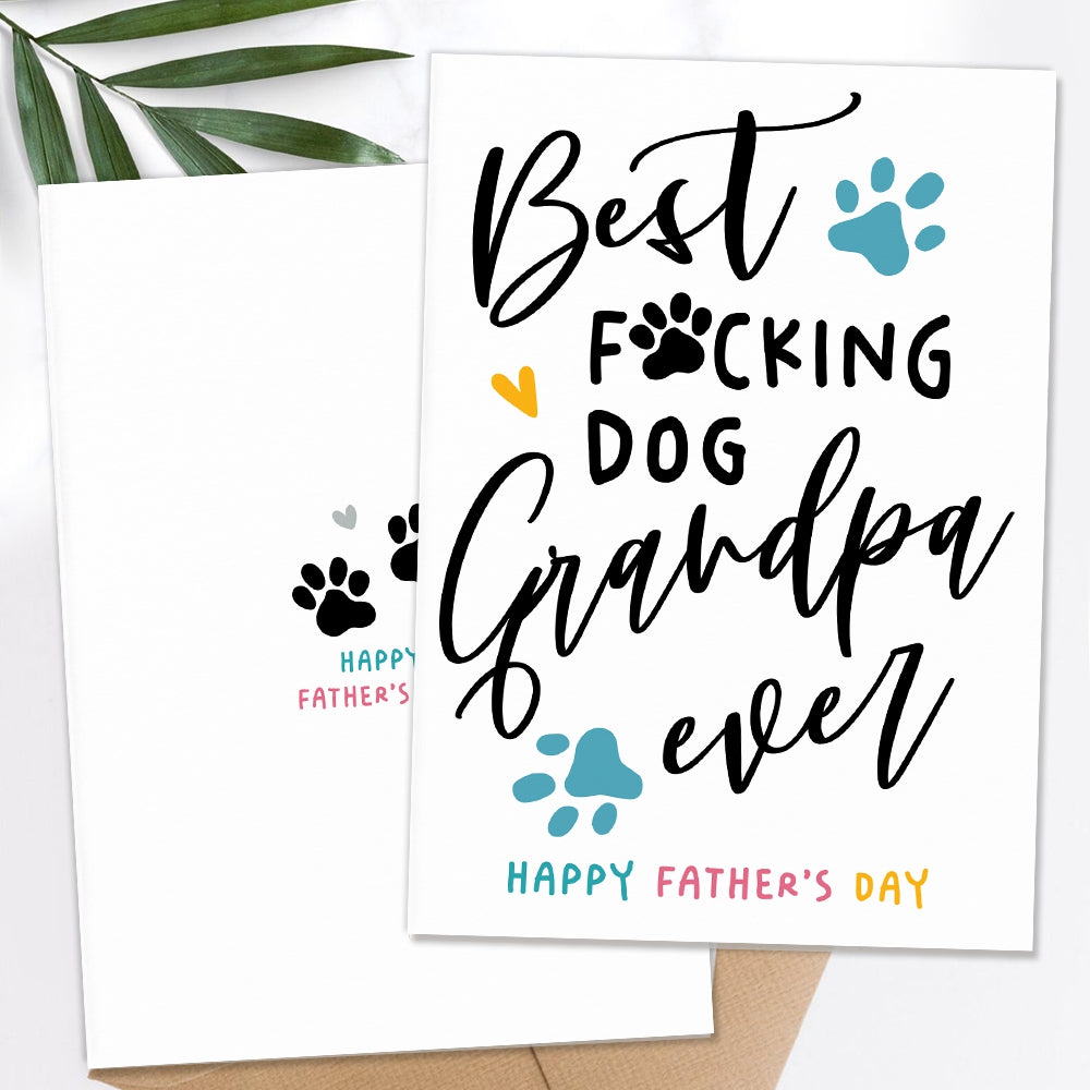 Personalized Dog Grandpa Folded Greeting Card - Best Dog Grandpa Ever - Thank You For Being My Dog Grandpa