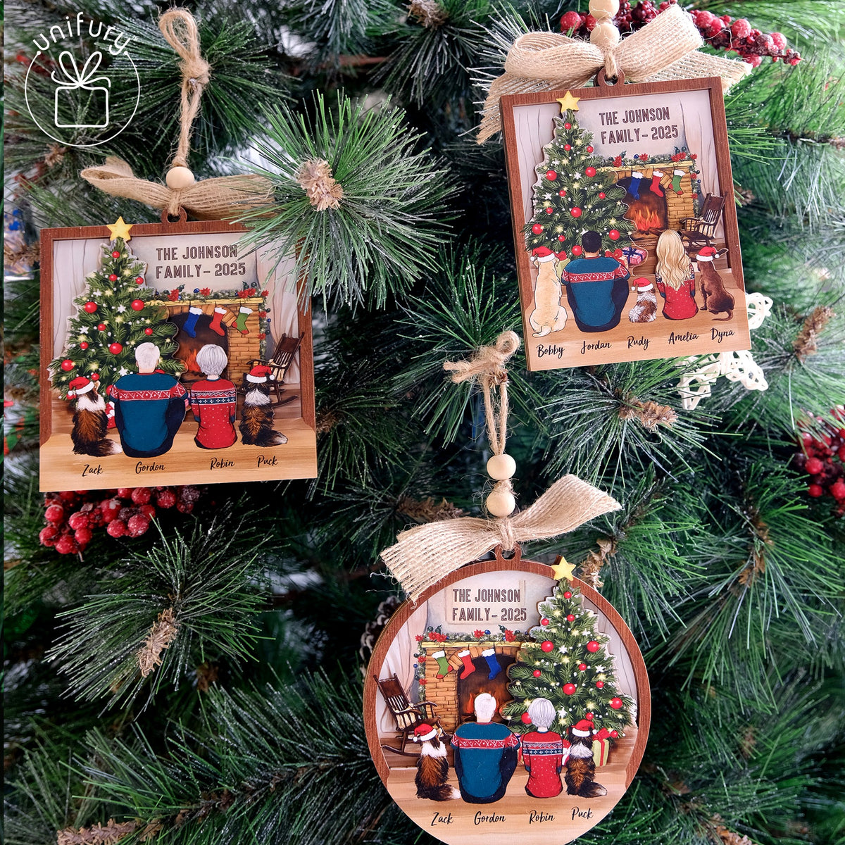 Personalized 3D Wooden Ornament - Christmas Gifts For Family, Dog Cat Lovers