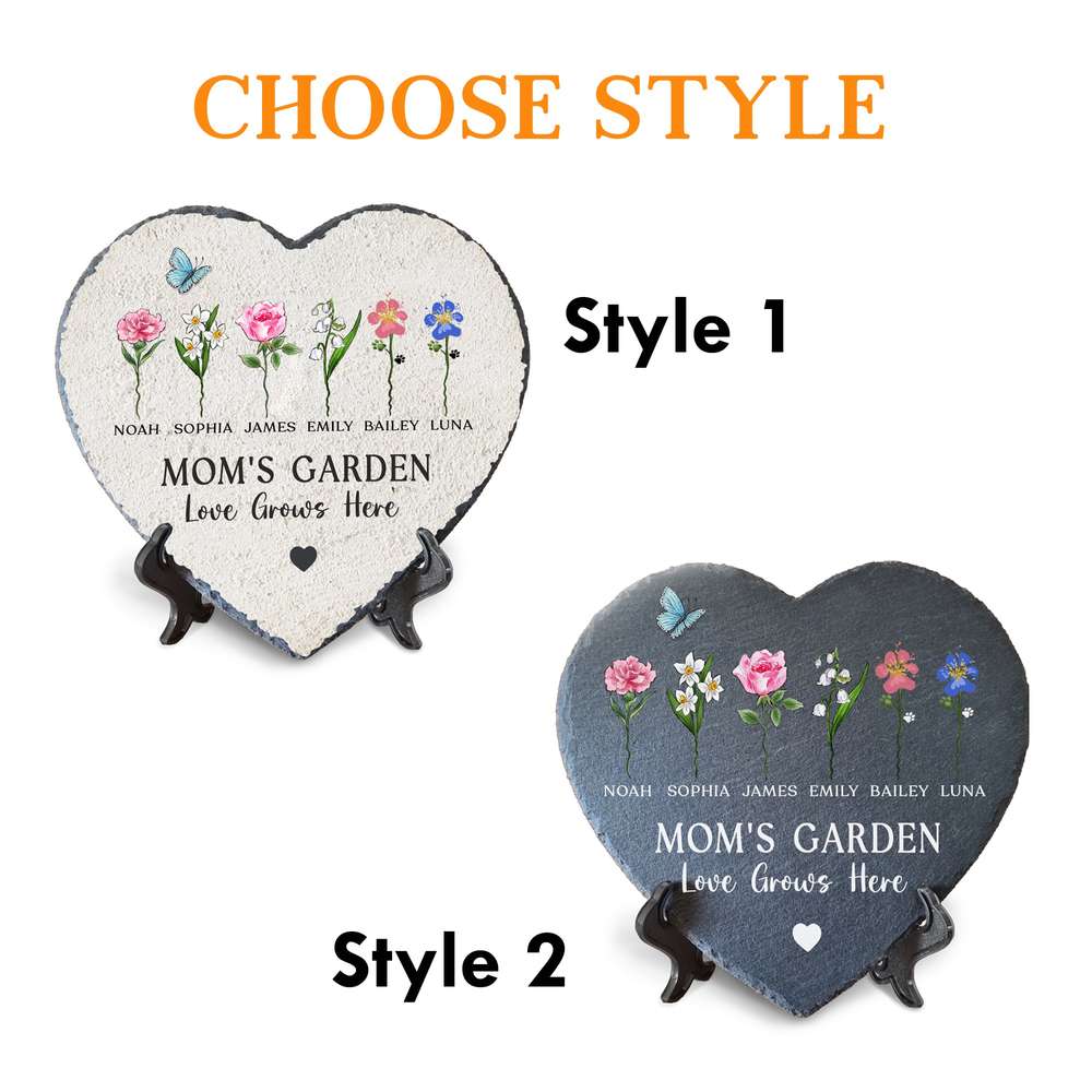 Personalized Mom&#39;s Garden - Love Grows Here Custom Shape Garden Stone