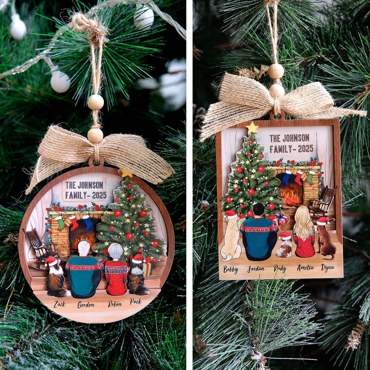 Personalized 3D Wooden Ornament - Christmas Gifts For Family, Dog Cat Lovers