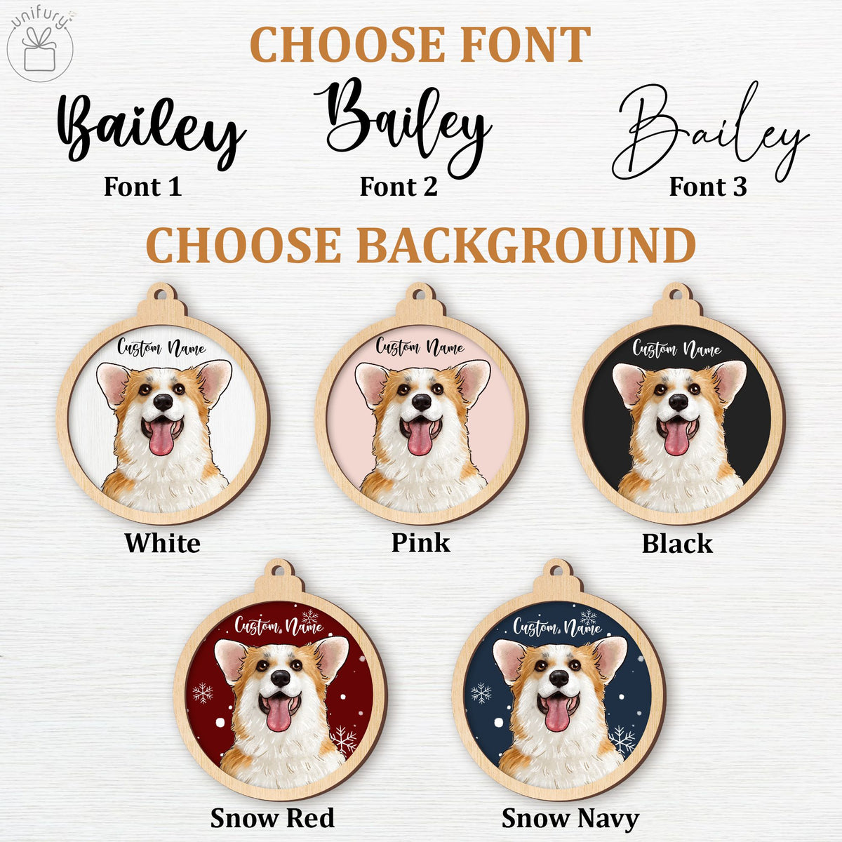 Custom Then And Now Pet Portrait Circle Wooden Ornament