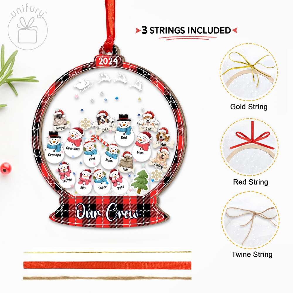 Personalized Snowman Family 4D Shaker Ornament