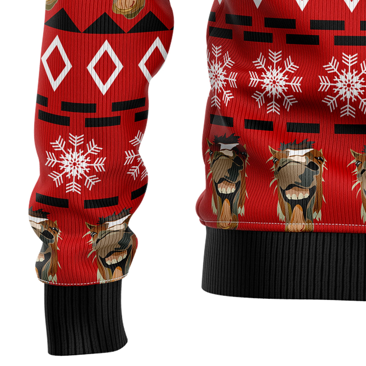 Funny Horse Christmas Ugly Christmas Sweater, Horse Lover Holiday Sweater, Equestrian Xmas Gift for Men Women