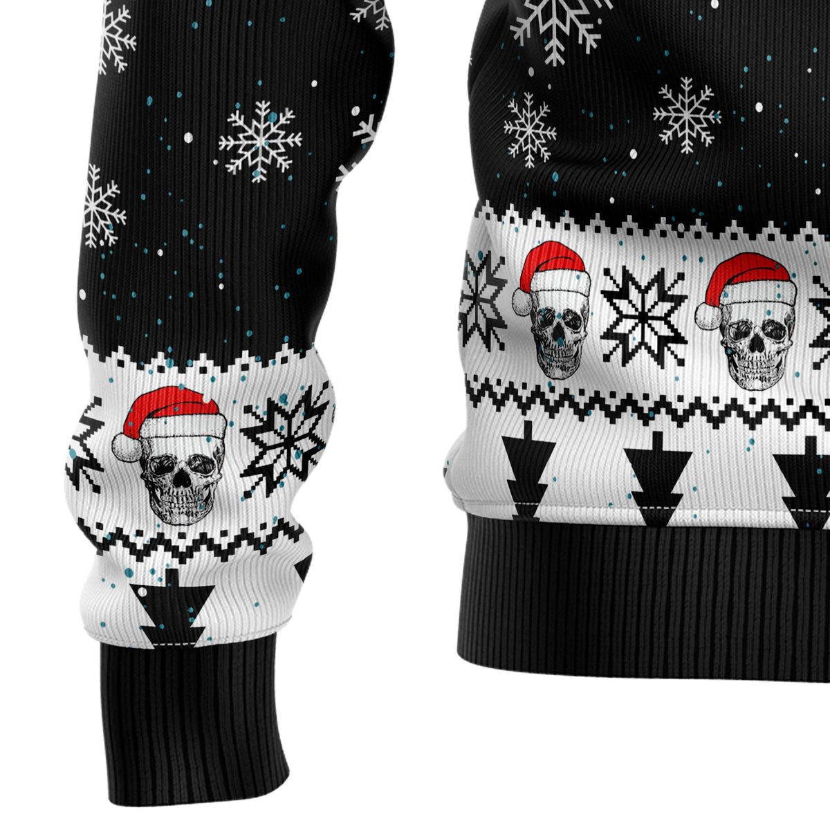 Skull Pine Tree Ugly Christmas Sweater, Gothic Christmas Sweater with Spooky Holiday Design, Funny Gift for Halloween and Xmas Fans