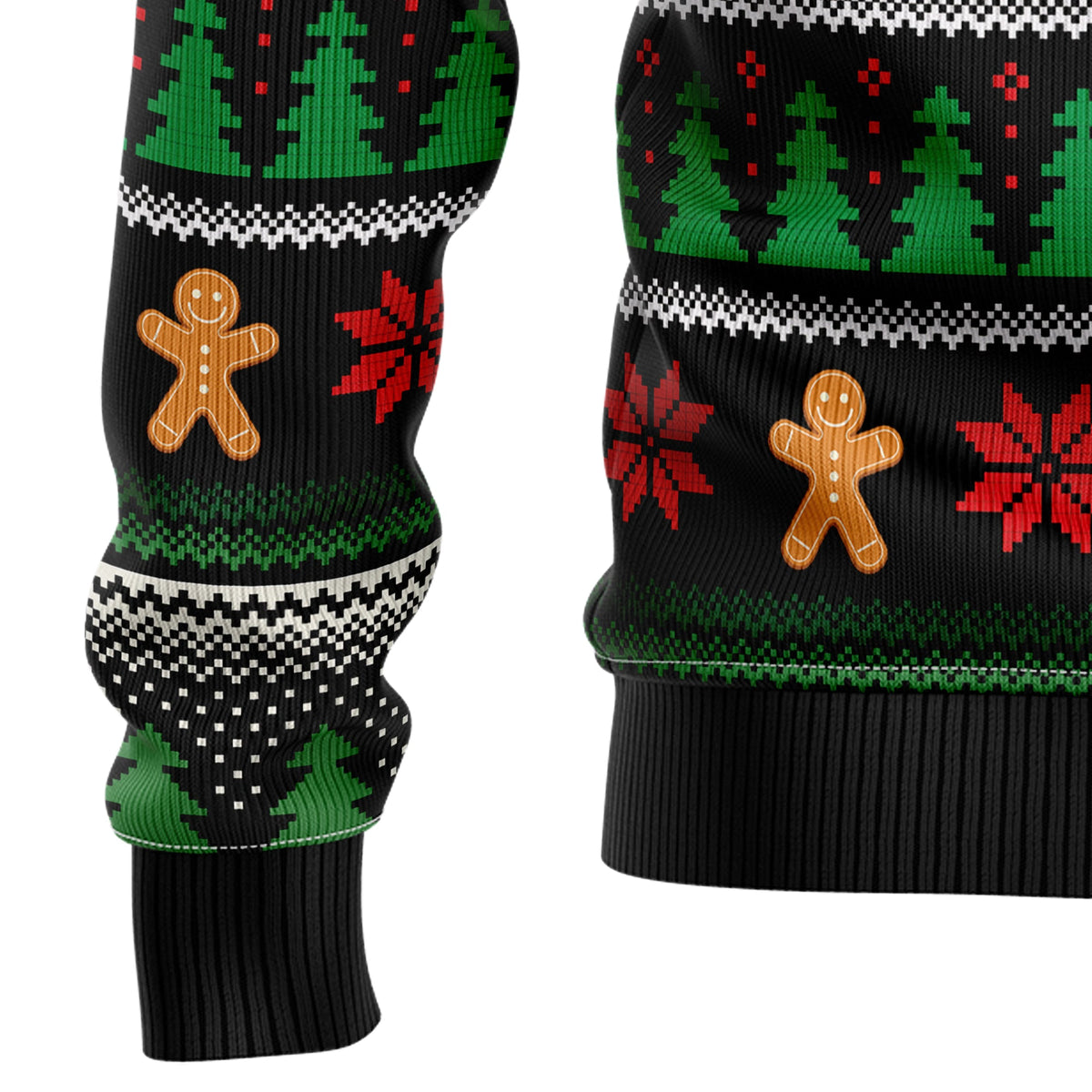 Gingerbread Man Ugly Christmas Sweater, Funny Christmas Cookie Sweater for Adults, Cute Holiday Party Outfit and Xmas Gift