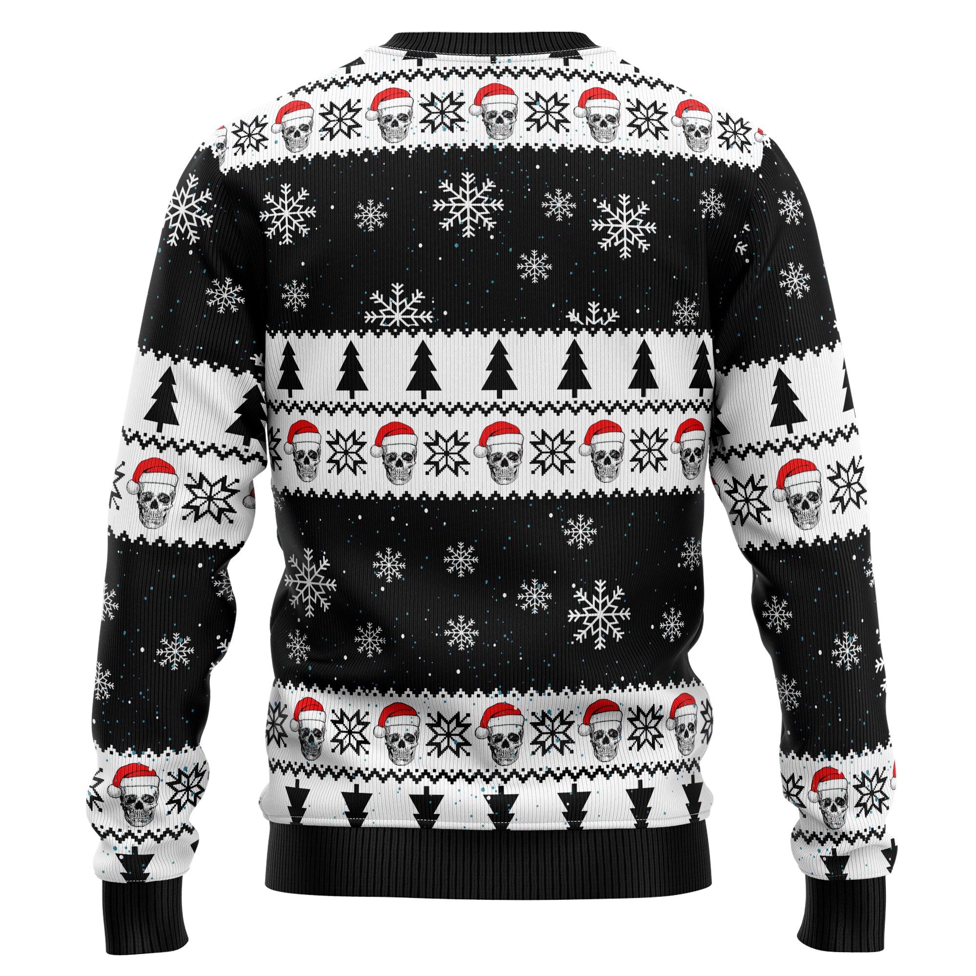 Skull Pine Tree Ugly Christmas Sweater, Gothic Christmas Sweater with Spooky Holiday Design, Funny Gift for Halloween and Xmas Fans