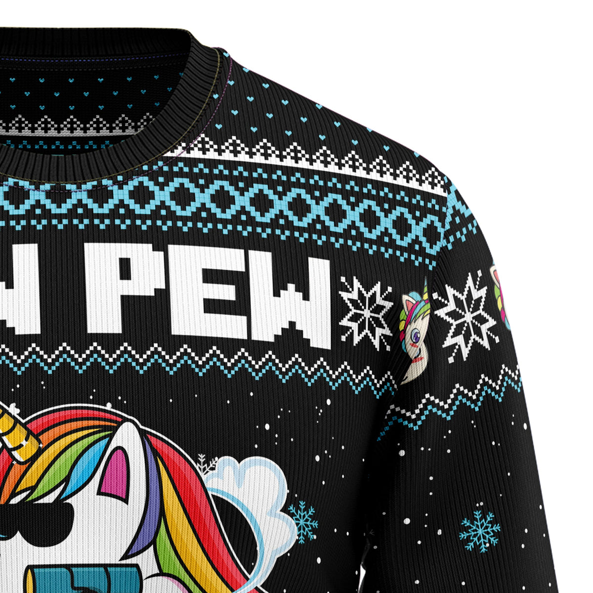 Unicorn Pew Pew Ugly Christmas Sweater, Funny Unicorn Christmas Sweater for Women Men, Cute Fantasy Holiday Gift for Unicorn Fans