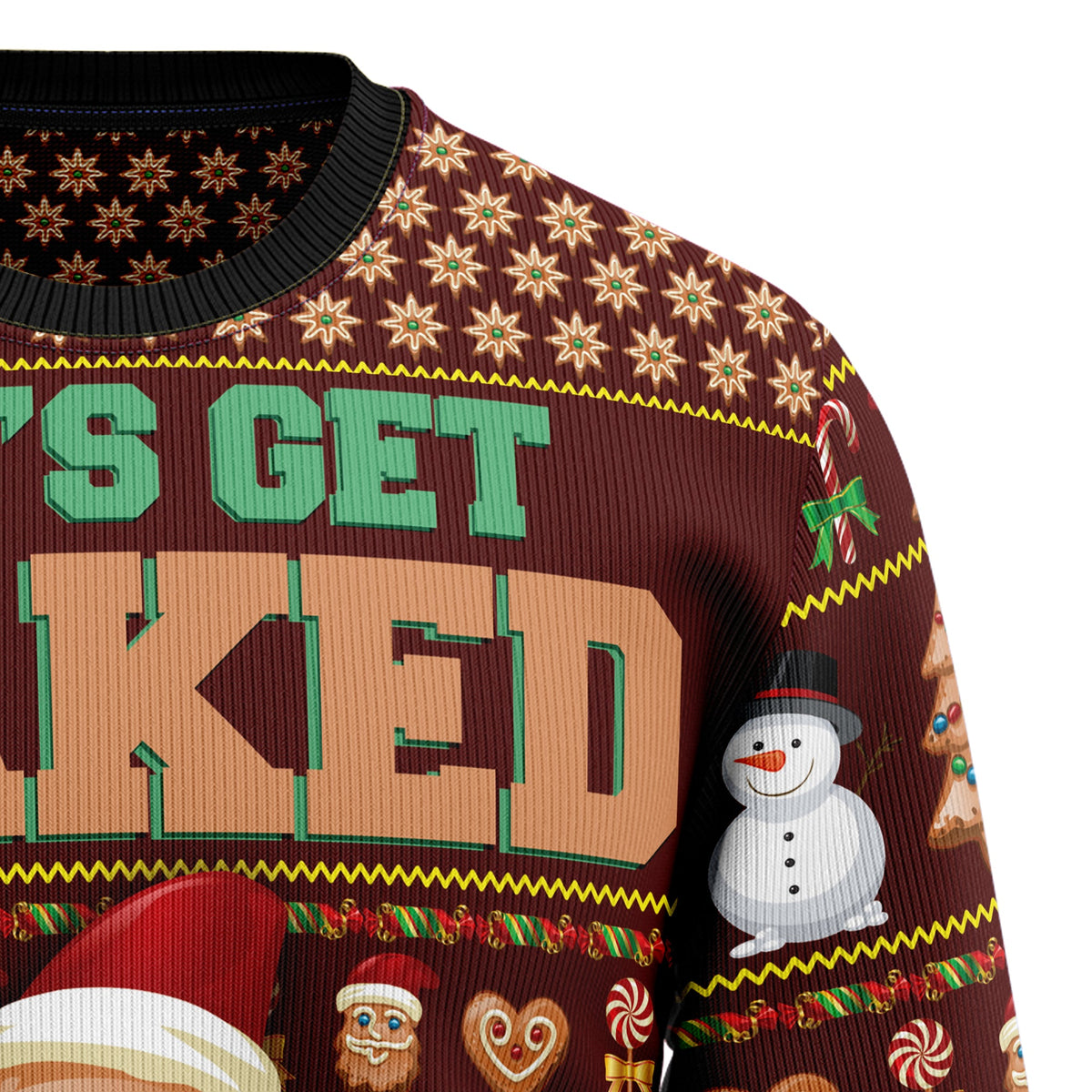 Let’s Get Baked Ugly Christmas Sweater, Funny Baking Holiday Sweater for Christmas Party, Cozy Xmas Gift for Bakers and Food Lovers