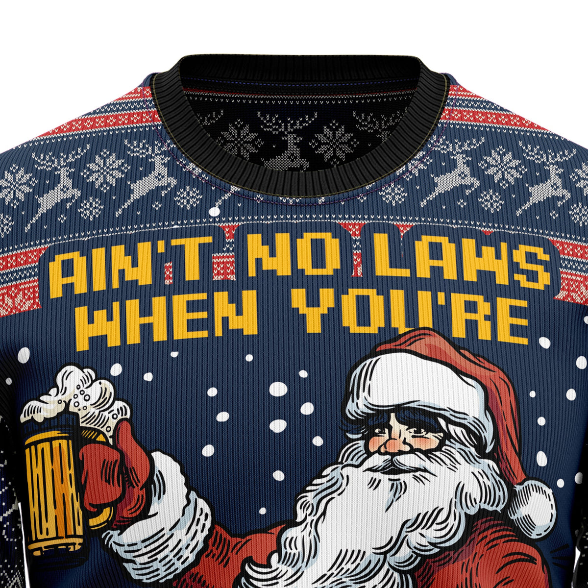 Drinking With Claus Ugly Christmas Sweater, Funny Santa Beer Christmas Sweater for Adults, Holiday Party Gift for Friends and Family