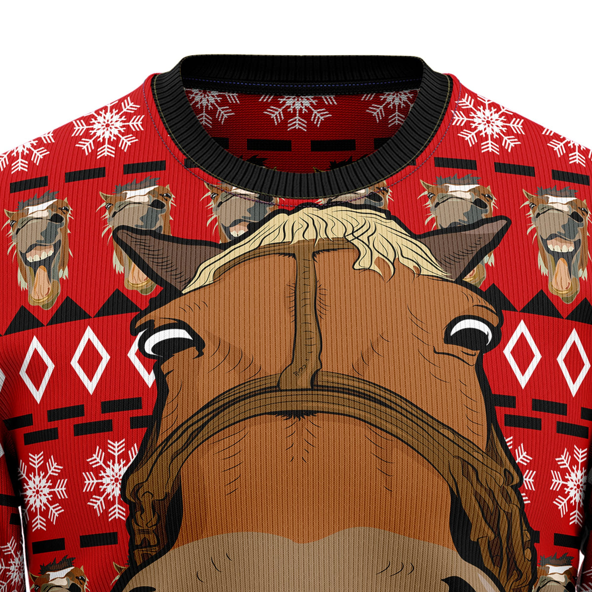 Funny Horse Christmas Ugly Christmas Sweater, Horse Lover Holiday Sweater, Equestrian Xmas Gift for Men Women