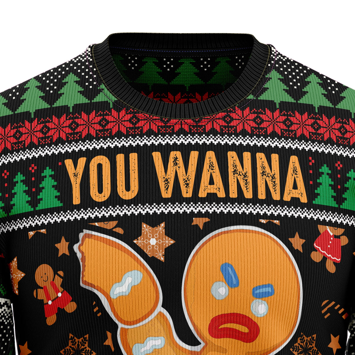 Gingerbread Man Ugly Christmas Sweater, Funny Christmas Cookie Sweater for Adults, Cute Holiday Party Outfit and Xmas Gift