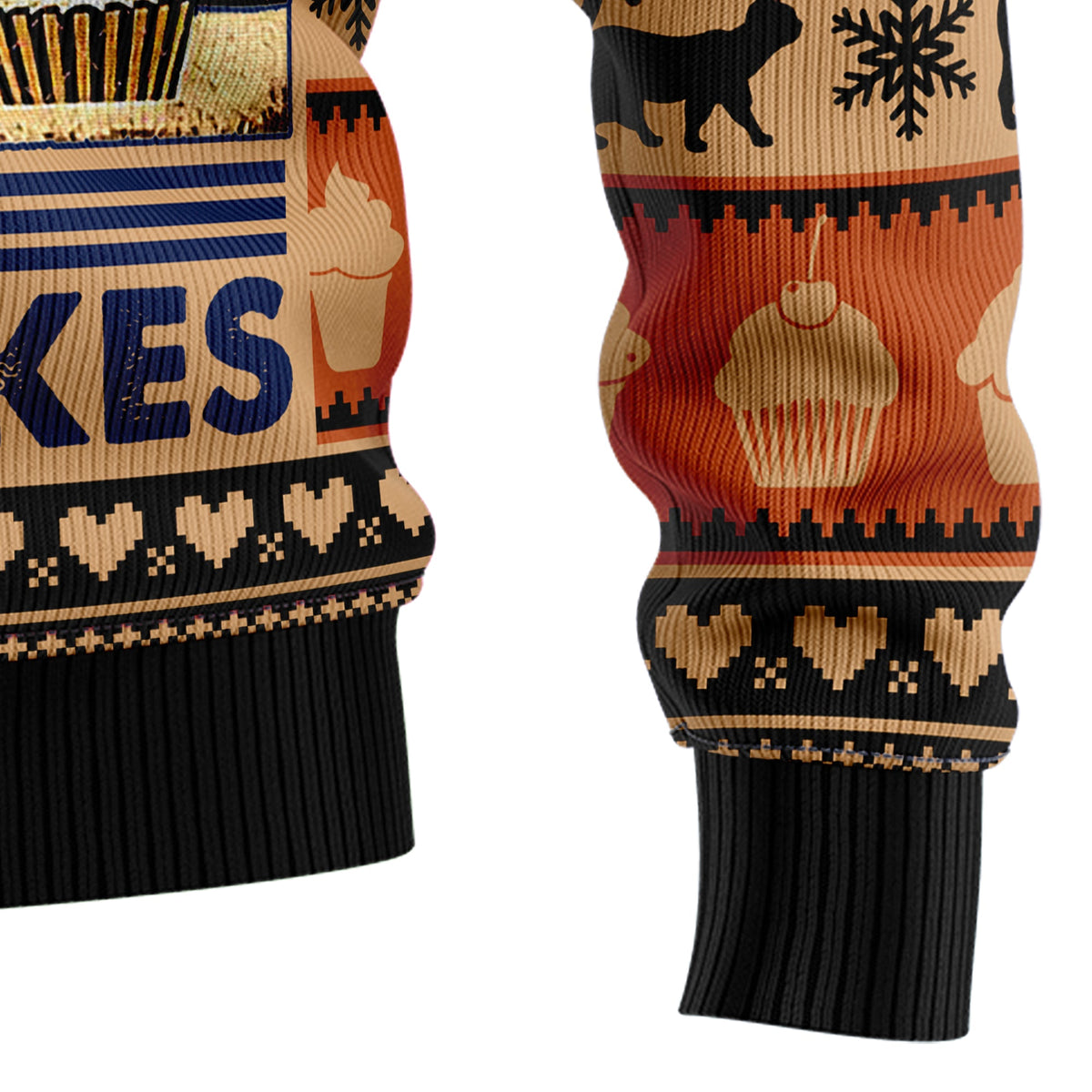 Funny Cupcake Ugly Christmas Sweater, Christmas Baking Holiday Sweater for Adults, Cute Food Lover Gift for Xmas Parties