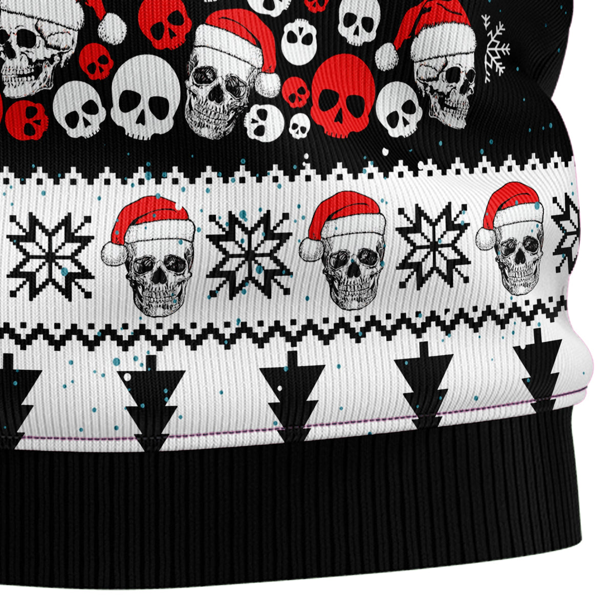 Skull Pine Tree Ugly Christmas Sweater, Gothic Christmas Sweater with Spooky Holiday Design, Funny Gift for Halloween and Xmas Fans