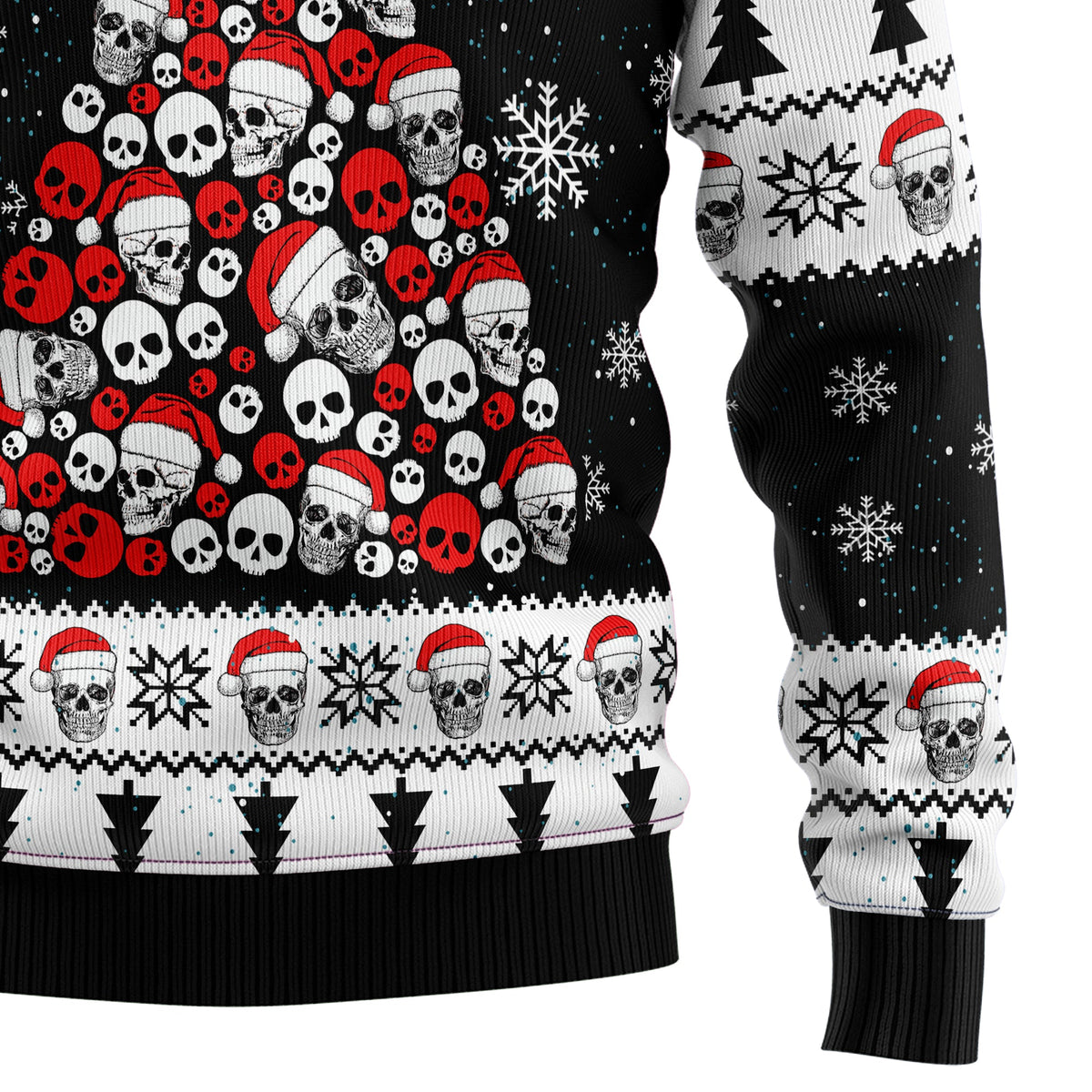 Skull Pine Tree Ugly Christmas Sweater, Gothic Christmas Sweater with Spooky Holiday Design, Funny Gift for Halloween and Xmas Fans