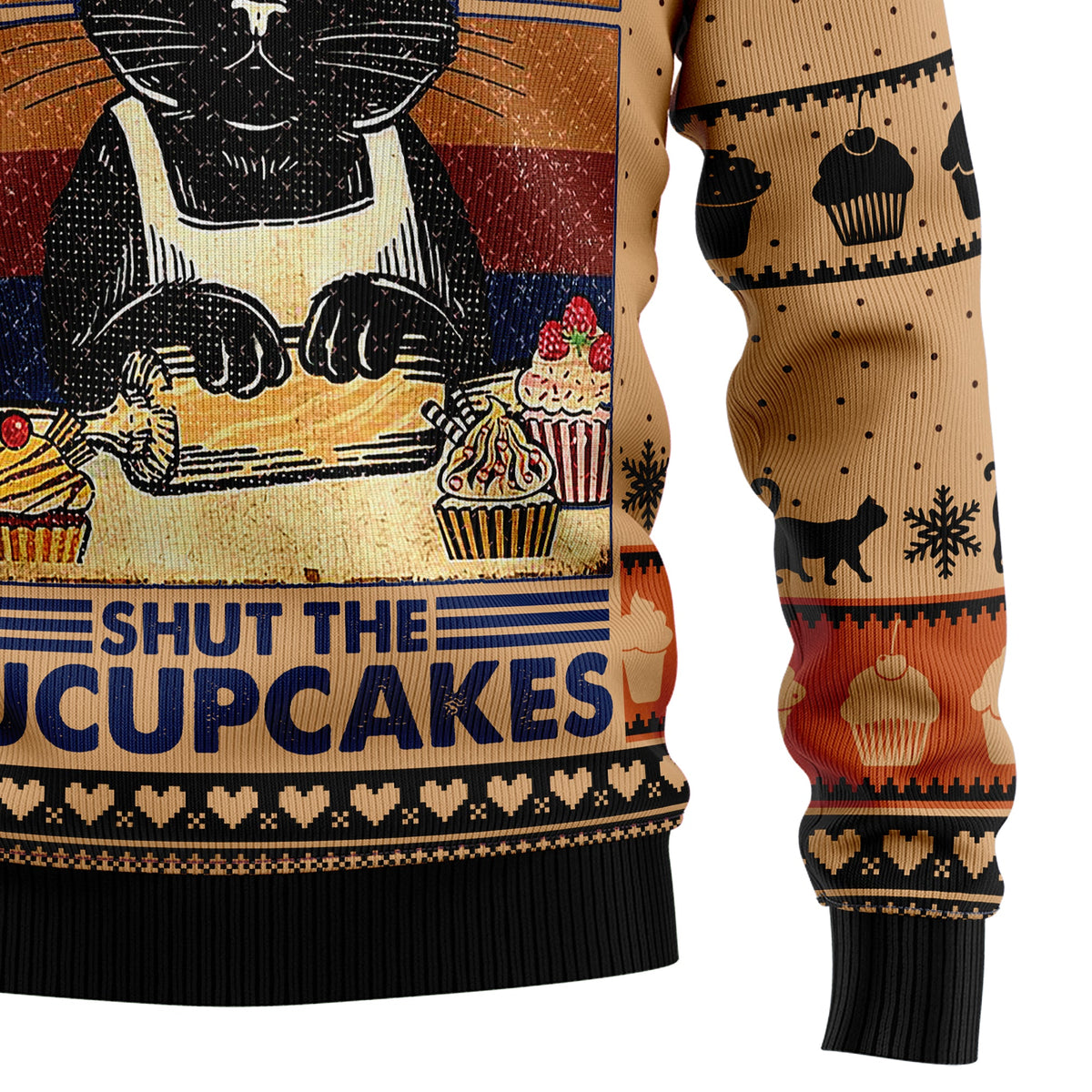 Funny Cupcake Ugly Christmas Sweater, Christmas Baking Holiday Sweater for Adults, Cute Food Lover Gift for Xmas Parties