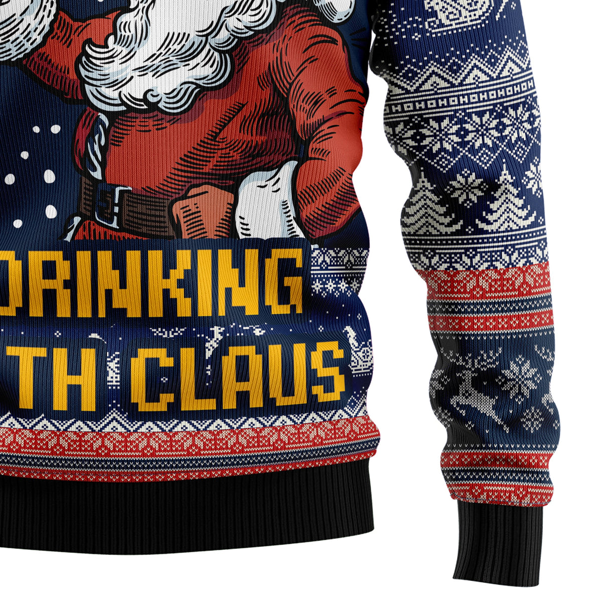 Drinking With Claus Ugly Christmas Sweater, Funny Santa Beer Christmas Sweater for Adults, Holiday Party Gift for Friends and Family