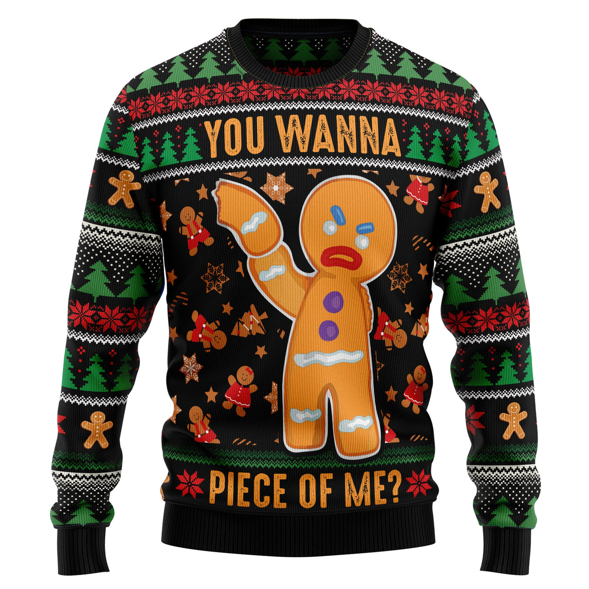 Gingerbread Man Ugly Christmas Sweater, Funny Christmas Cookie Sweater for Adults, Cute Holiday Party Outfit and Xmas Gift