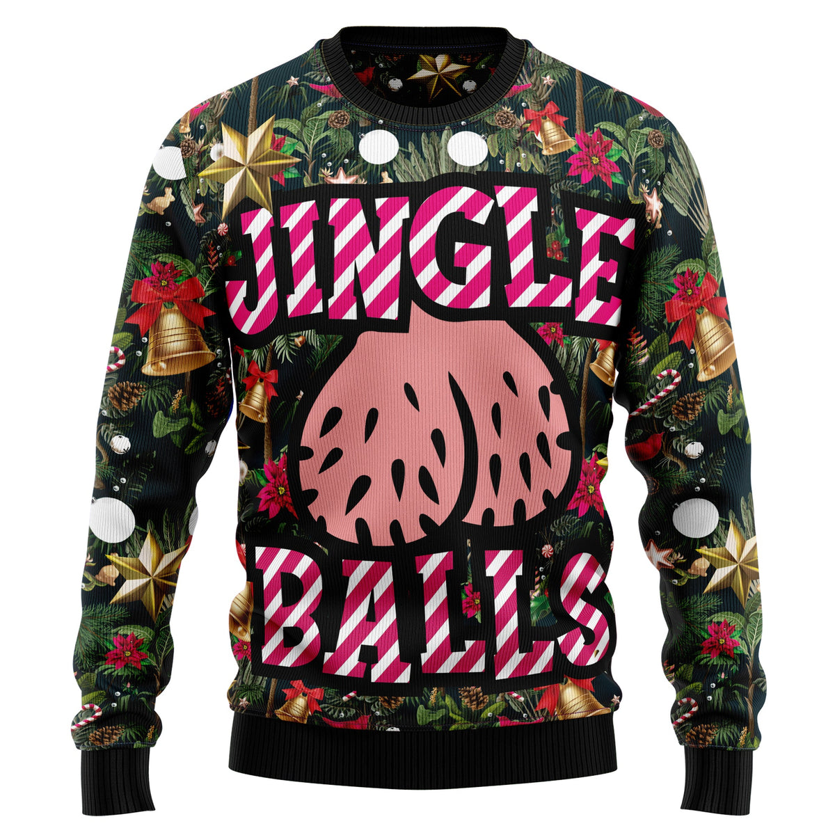 Jingle Balls Ugly Christmas Sweater, Funny Christmas Party Sweater for Men Women, Festive Holiday Gift for Friends and Coworkers