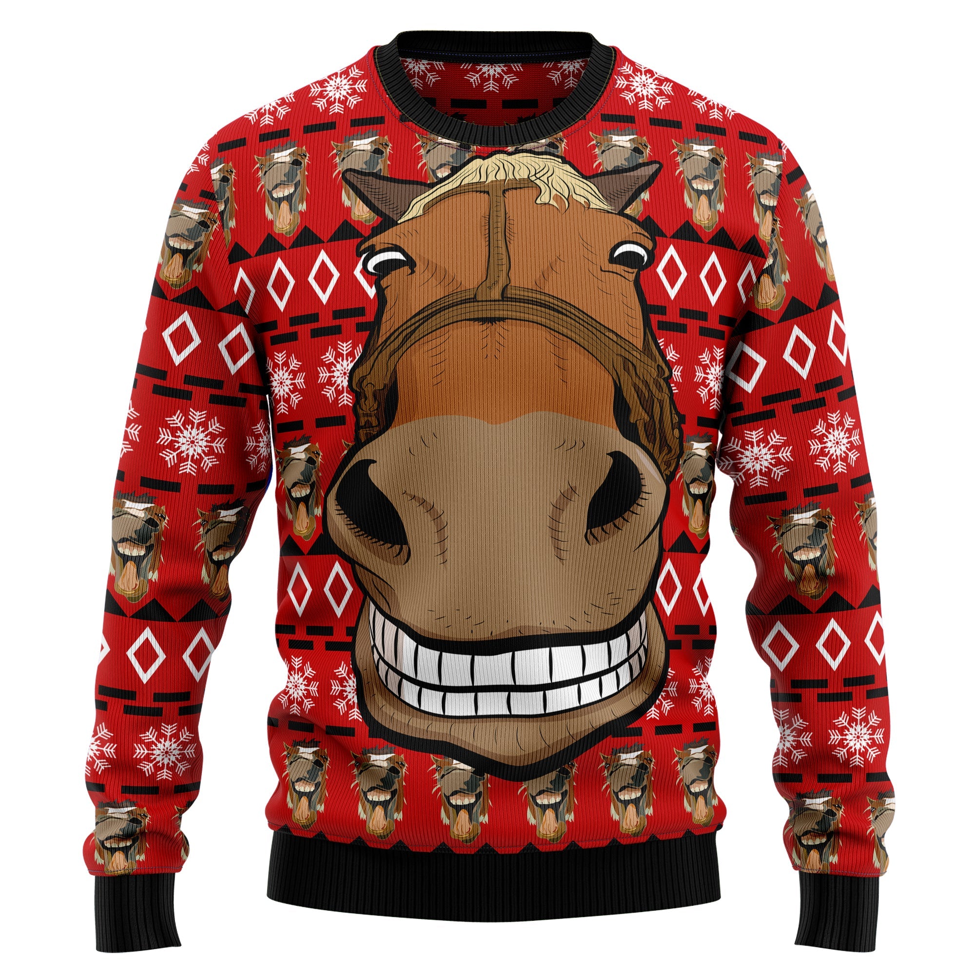 Funny Horse Christmas Ugly Christmas Sweater, Horse Lover Holiday Sweater, Equestrian Xmas Gift for Men Women
