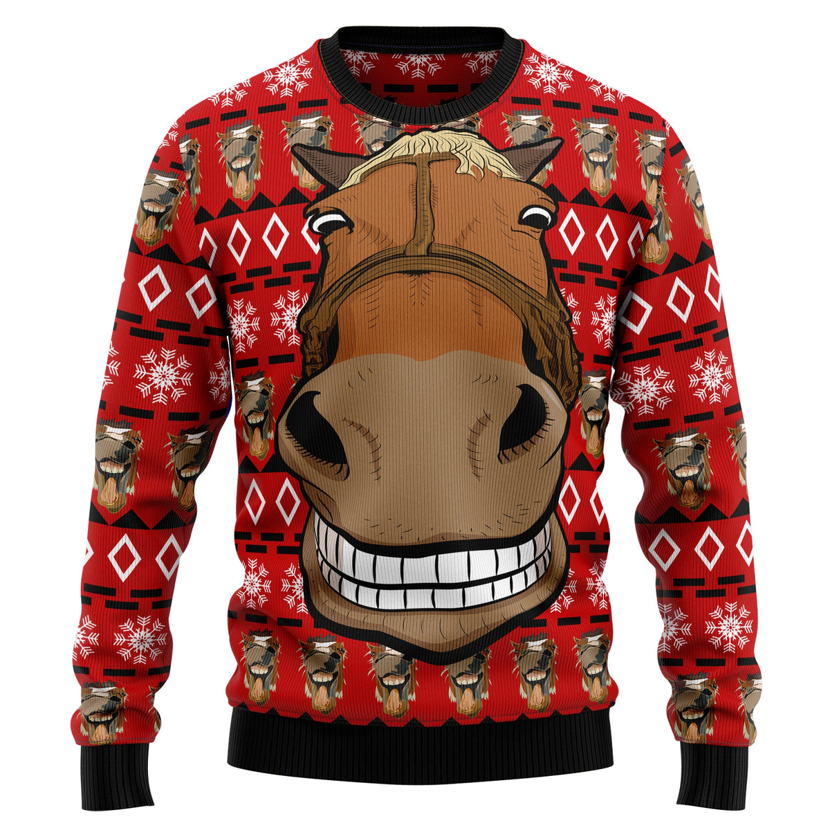 Funny Horse Christmas Ugly Christmas Sweater, Horse Lover Holiday Sweater, Equestrian Xmas Gift for Men Women