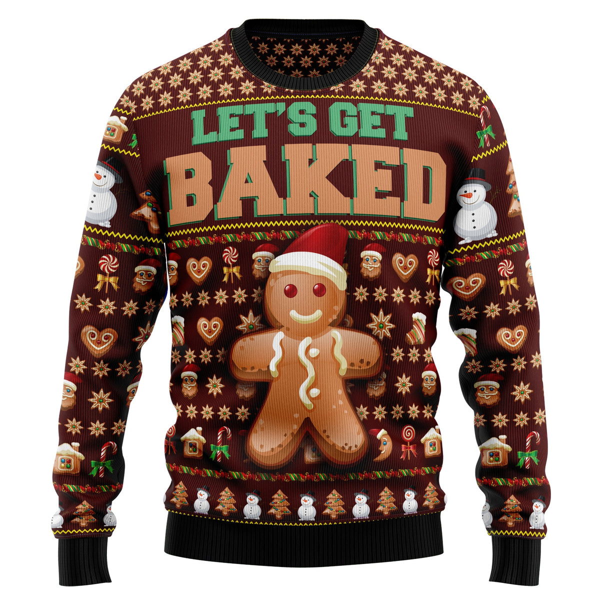 Let’s Get Baked Ugly Christmas Sweater, Funny Baking Holiday Sweater for Christmas Party, Cozy Xmas Gift for Bakers and Food Lovers