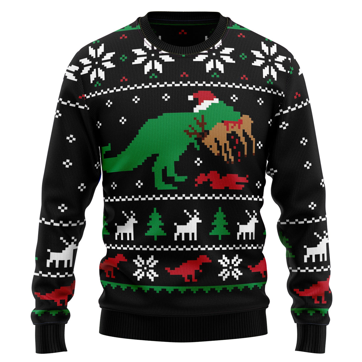 T-Rex Ugly Christmas Sweater, Dinosaur Christmas Sweater, Funny Holiday Sweater, Xmas Gift for Men and Women