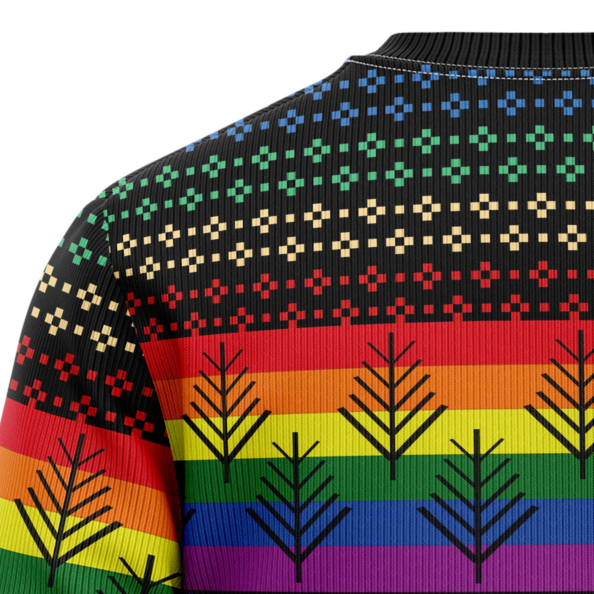 Rainbow Pride Ugly Christmas Sweater - LGBT Rainbow, Unisex Holiday Party Pullover, Funny Christmas Gift for Men Women