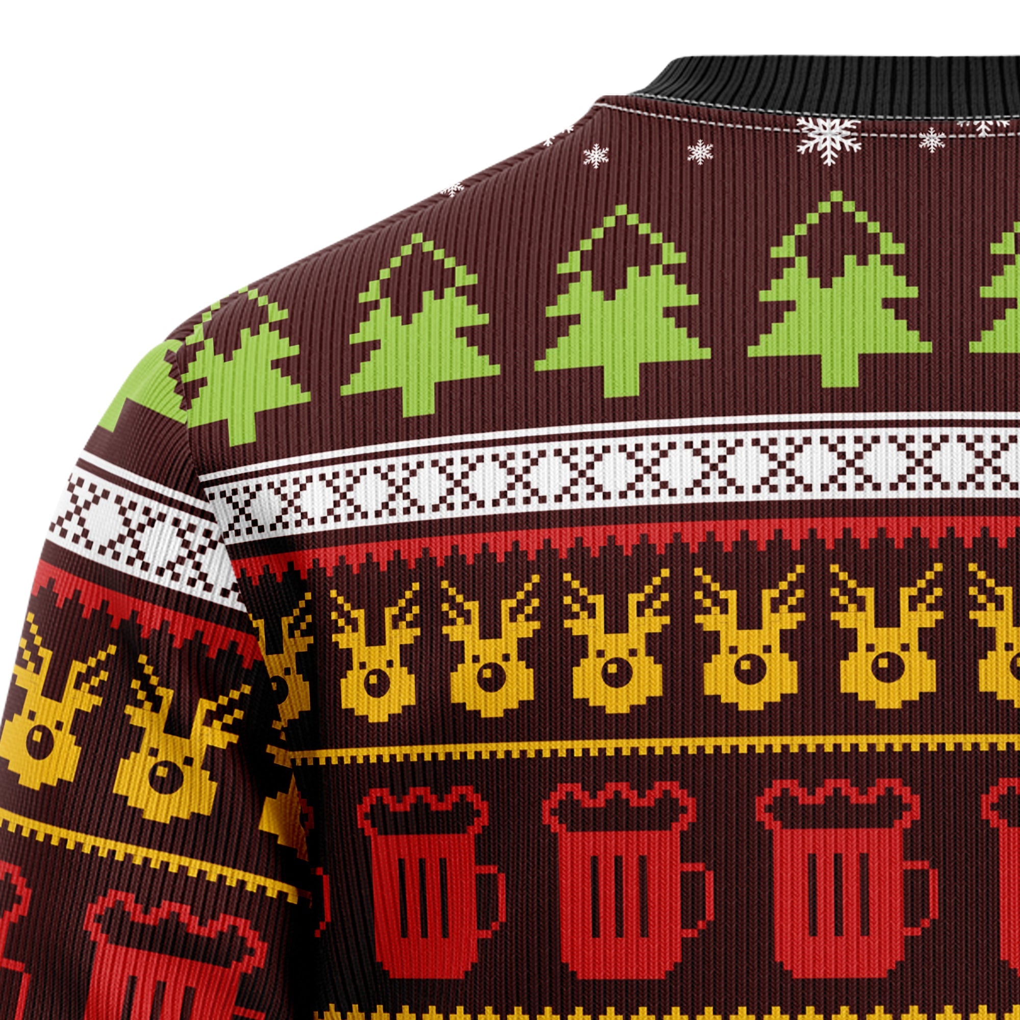 Beer Lover Ugly Christmas Sweater - Time For Beer - Unisex Holiday Party Pullover, Funny Christmas Gift for Men Women